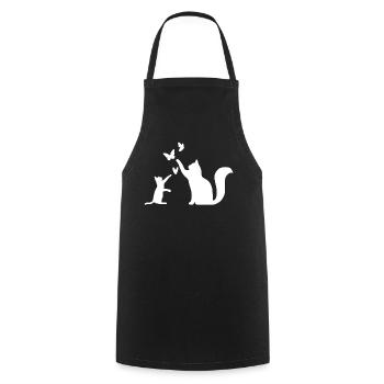 Chats avec papillons - Chats propriétaires de chats - Tablier de cuisine - noir - Devant - AI Model Male 185 dark (185cm)