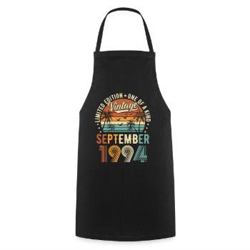 Édition limitée Septembre 1994 Cadeau d’anniversaire - Tablier de cuisine - noir - Devant - AI Model Male 185 dark (185cm)