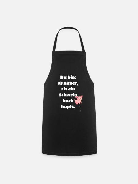 Hüpfendes Schweinchen - Kochschürze - Schwarz
