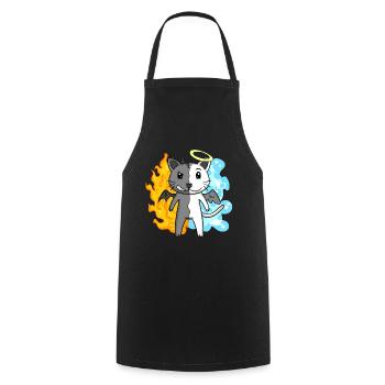 Cat Cat Breed Devon rex - Angel and Devil - Cooking Apron - black - Front - AI Model Male 185 dark (185cm)