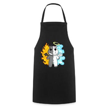 Hippopotamus - Angel and Devil - Cooking Apron - black - Front - AI Model Male 185 dark (185cm)
