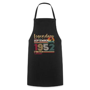 Légendaire cadeau du 70e anniversaire de septembre 1952 - Tablier de cuisine - noir - Devant - AI Model Male 185 dark (185cm)