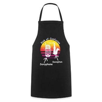 Saxophone et sexphone - Tablier de cuisine - noir - Devant - AI Model Male 185 dark (185cm)