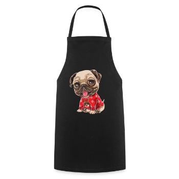 Lustiger Mops mit Christmas Ugly Sweater Outfit We - Kochschürze - Schwarz - Vorne - AI Model Male 185 dark (185cm)