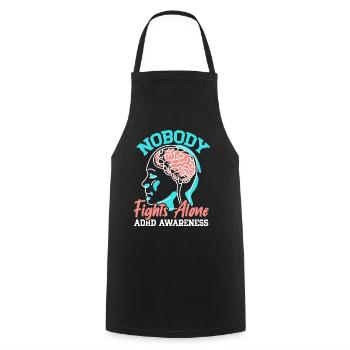 No one fights alone ADHD consciousness Neurodivers - Cooking Apron - black - Front - AI Model Male 185 dark (185cm)