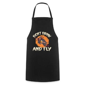 Witch Halloween Party Motif Don't Drink And Fly - Cooking Apron - black - Front - AI Model Male 185 dark (185cm)