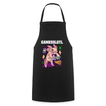 Gamesolotl Axolotl Gamer Molche Gamerin Gaming - Kochschürze - Schwarz - Vorne - AI Model Male 185 dark (185cm)