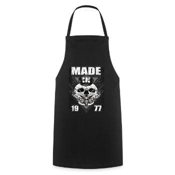 Fabriqué en 1977 Vintage Retro Limited Edition - Tablier de cuisine - noir - Devant - AI Model Male 185 dark (185cm)