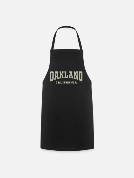 Oakland California Typography Tee - Cooking Apron - black