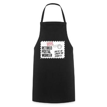 Funny postal clerk pensioner - Cooking Apron - black - Front - AI Model Male 185 dark (185cm)
