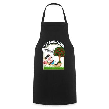 Outsourcing Kuh melken vegane vegetarische Kuh - Kochschürze - Schwarz - Vorne - AI Model Male 185 dark (185cm)