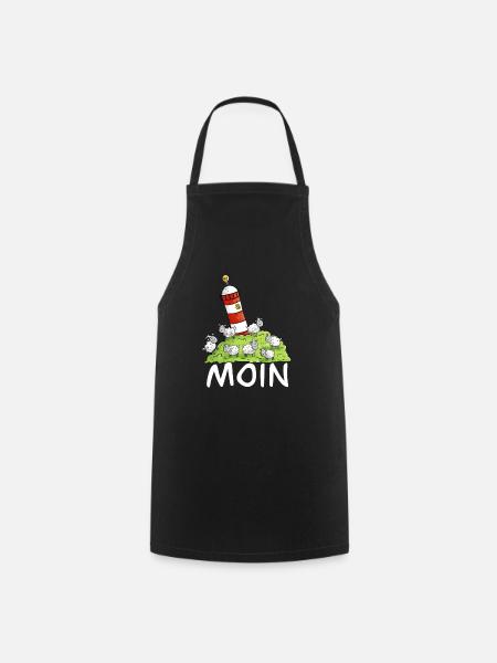 Moin Leuchtturm Und Schafe Auf Der Nordseeinsel - Kochschürze - Schwarz