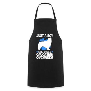 Boy of ovcharka loves Caucasian dog - Cooking Apron - black - Front - AI Model Male 185 dark (185cm)
