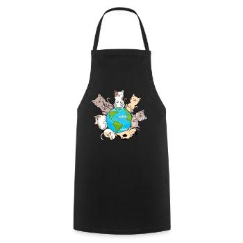 Cats On Earth I Cat Lovers Cats on Earth - Ni - Cooking Apron - black - Front - AI Model Male 185 dark (185cm)