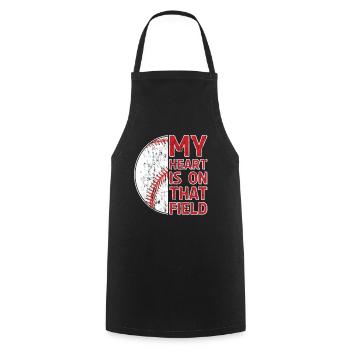 Mon cœur est sur ce terrain Baseball - Tablier de cuisine - noir - Devant - AI Model Male 185 dark (185cm)