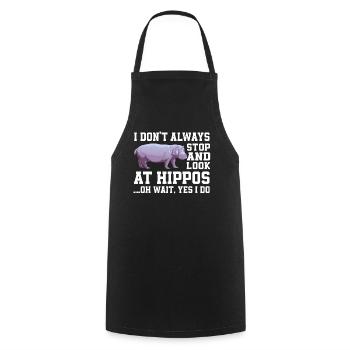 Drôle de T-Shirt Hippo - Tablier de cuisine - noir - Devant - AI Model Male 185 dark (185cm)