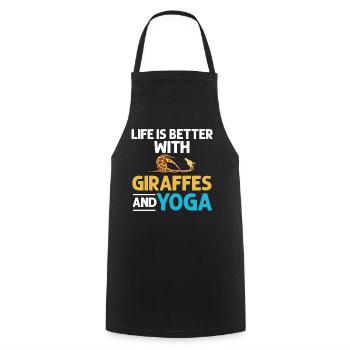 Giraffe Yoga Beginner Workout Poses Quotes - Cooking Apron - black - Front - AI Model Male 185 dark (185cm)
