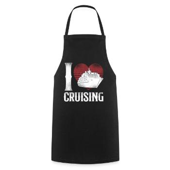 Bateau de croisière Vacances Coeur Vintage - Tablier de cuisine - noir - Devant - AI Model Male 185 dark (185cm)
