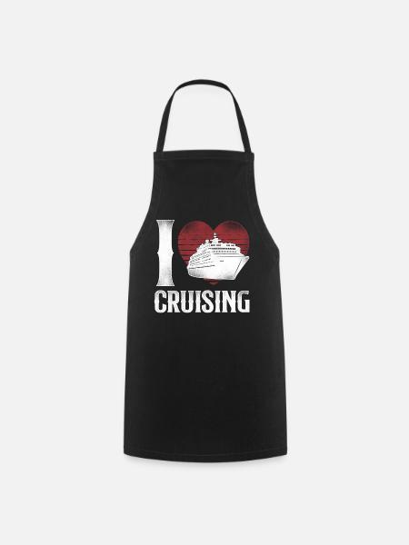 Cruise Ship Vacation Heart Vintage - Kochschürze - Schwarz