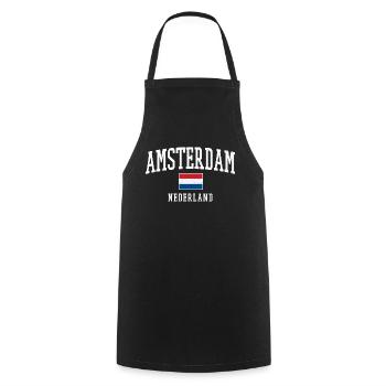 Amsterdam NL Flag Design - Cooking Apron - black - Front - AI Model Male 185 dark (185cm)