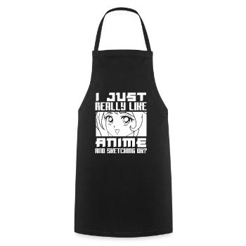 Anime Drawing Hobby Leisure Animes - Cooking Apron - black - Front - AI Model Male 185 dark (185cm)