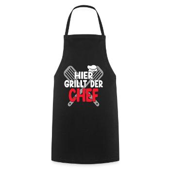 Hier Grillt Der Chef - Kochschürze - Schwarz - Vorne - AI Model Male 185 dark (185cm)