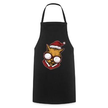 Ugly Christmas Sweater Cat - Cooking Apron - black - Front - AI Model Male 185 dark (185cm)