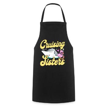Cruise Ship Vacation Sister Girl - Cooking Apron - black - Front - AI Model Male 185 dark (185cm)