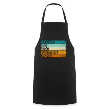 Retro Mari Papa Héros Légende de la Natation - Tablier de cuisine - noir - Devant - AI Model Male 185 dark (185cm)
