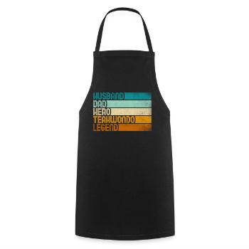 Retro Husband Dad Hero Teakwondo Legend - Cooking Apron - black - Front - AI Model Male 185 dark (185cm)