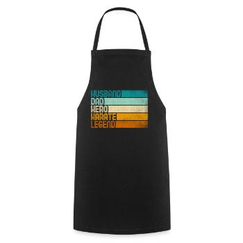 Retro Mari Papa Héros Karaté Légende - Tablier de cuisine - noir - Devant - AI Model Male 185 dark (185cm)