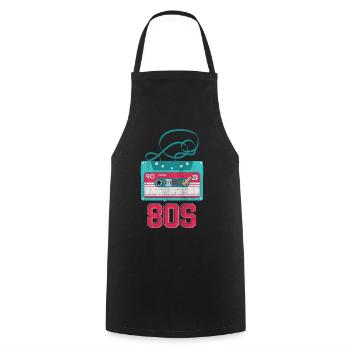 80er Jahre 80s Musik - Kochschürze - Schwarz - Vorne - AI Model Male 185 dark (185cm)