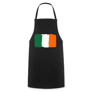 Irland Flagge used look - Kochschürze - Schwarz - Vorne - AI Model Male 185 dark (185cm)