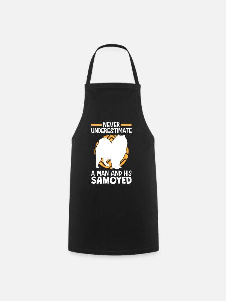 Femme avec Samoyède Chien de traîneau Samoyèdes - Tablier de cuisine - noir