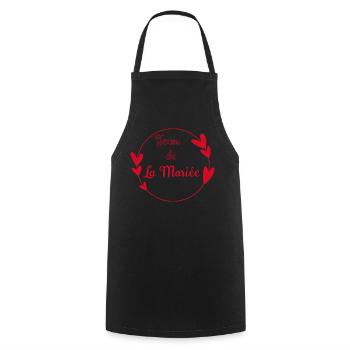 Team de la mariée contour cœurs rouges - Tablier de cuisine - noir - Devant - AI Model Male 185 dark (185cm)