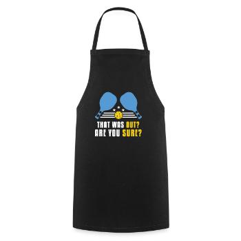 That Was Out? Are You sure? - Cooking Apron - black - Front - AI Model Male 185 dark (185cm)