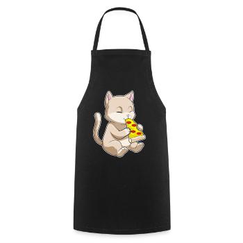 Pizza au chat - Tablier de cuisine - noir - Devant - AI Model Male 185 dark (185cm)