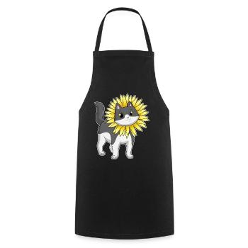 Tournesol chat - Tablier de cuisine - noir - Devant - AI Model Male 185 dark (185cm)