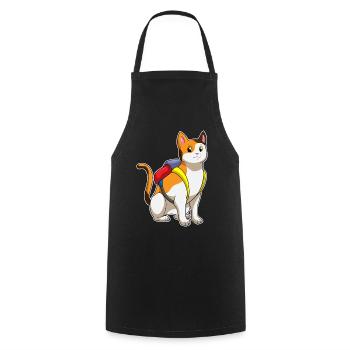 Chat avec cartable - Tablier de cuisine - noir - Devant - AI Model Male 185 dark (185cm)