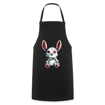 Rabbit Heart Halloween Scary Rabbit Stuffed Animal Design - Cooking Apron - black - Front - AI Model Male 185 dark (185cm)