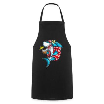 Lustiger Haifische Urlaub Strand Meer Hai Fan - Kochschürze - Schwarz - Vorne - AI Model Male 185 dark (185cm)