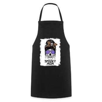 Spooky Mom - Messy Bun - Cooking Apron - black - Front - AI Model Male 185 dark (185cm)