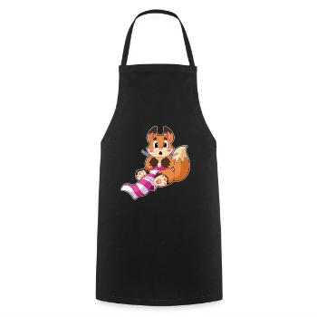 Fox Scarf - Cooking Apron - black - Front - AI Model Male 185 dark (185cm)