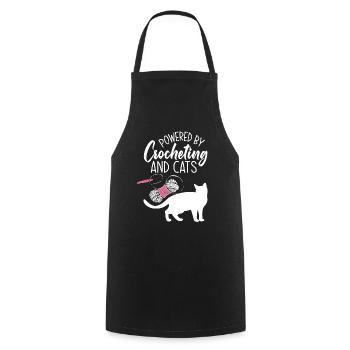 Crochet Cat Lover Gift - Cooking Apron - black - Front - AI Model Male 185 dark (185cm)