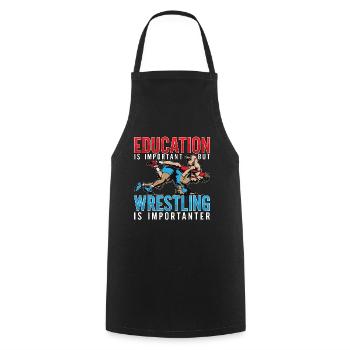 Catch Wrestling Education Is Important Wrestler - Cooking Apron - black - Front - AI Model Male 185 dark (185cm)