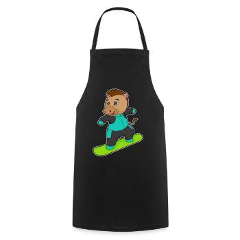 Pferd Snowboarder Snowboard - Kochschürze - Schwarz - Vorne - AI Model Male 185 dark (185cm)