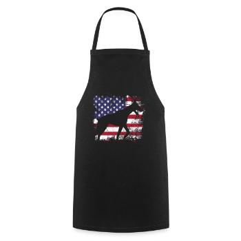 Doberman Dog Breed Dog America Flag USA - Cooking Apron - black - Front - AI Model Male 185 dark (185cm)