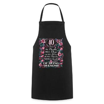 40 ans, mois Floral Femmes 40e anniversaire - Tablier de cuisine - noir - Devant - AI Model Male 185 dark (185cm)