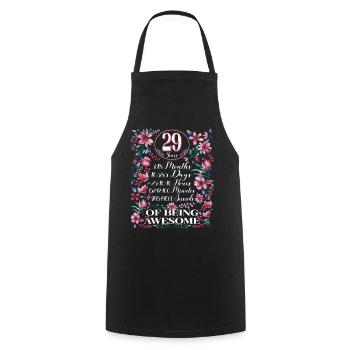 29 Years, Months Floral Women's 29th Birthday - Cooking Apron - black - Front - AI Model Male 185 dark (185cm)
