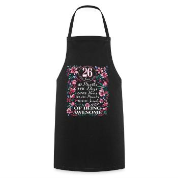 26 Years, Months Floral Women's 26th Birthday - Cooking Apron - black - Front - AI Model Male 185 dark (185cm)